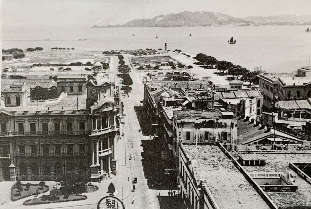 Avenida Almeida Ribeiro Overlooking Hotel Lisboa Side, 1930s, Photo by Lee Yuk Tin Macau Street names