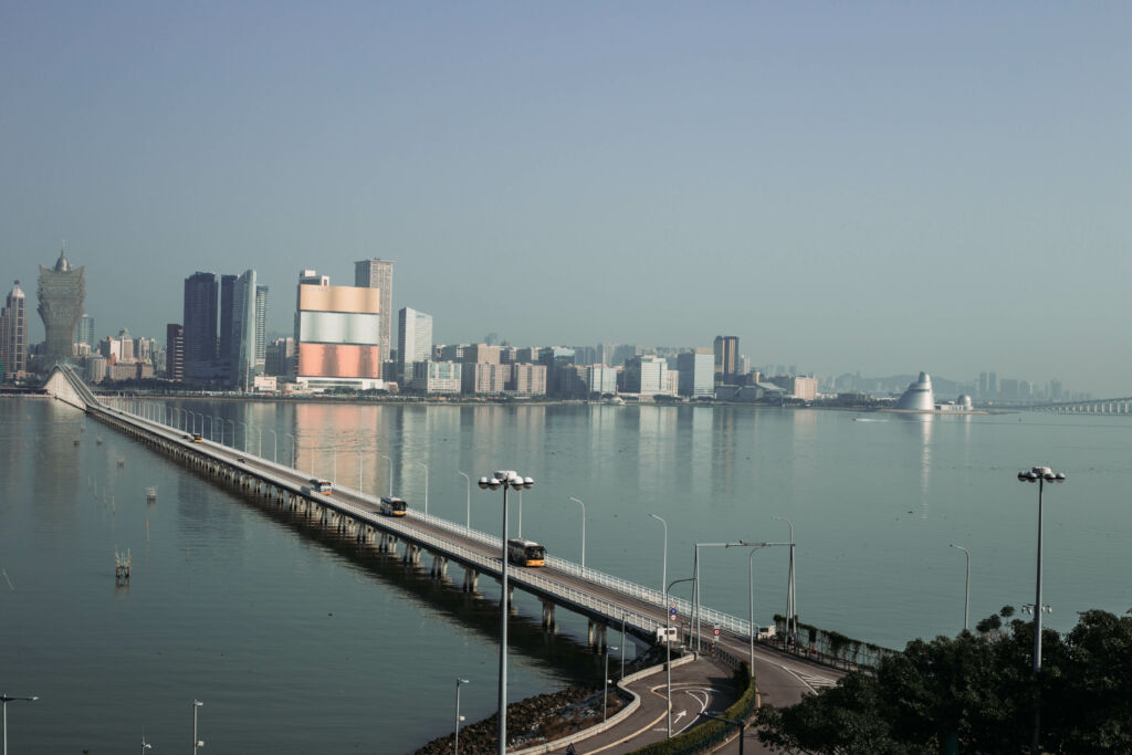 Macau skyline and Nobre de Carvalho Bridge