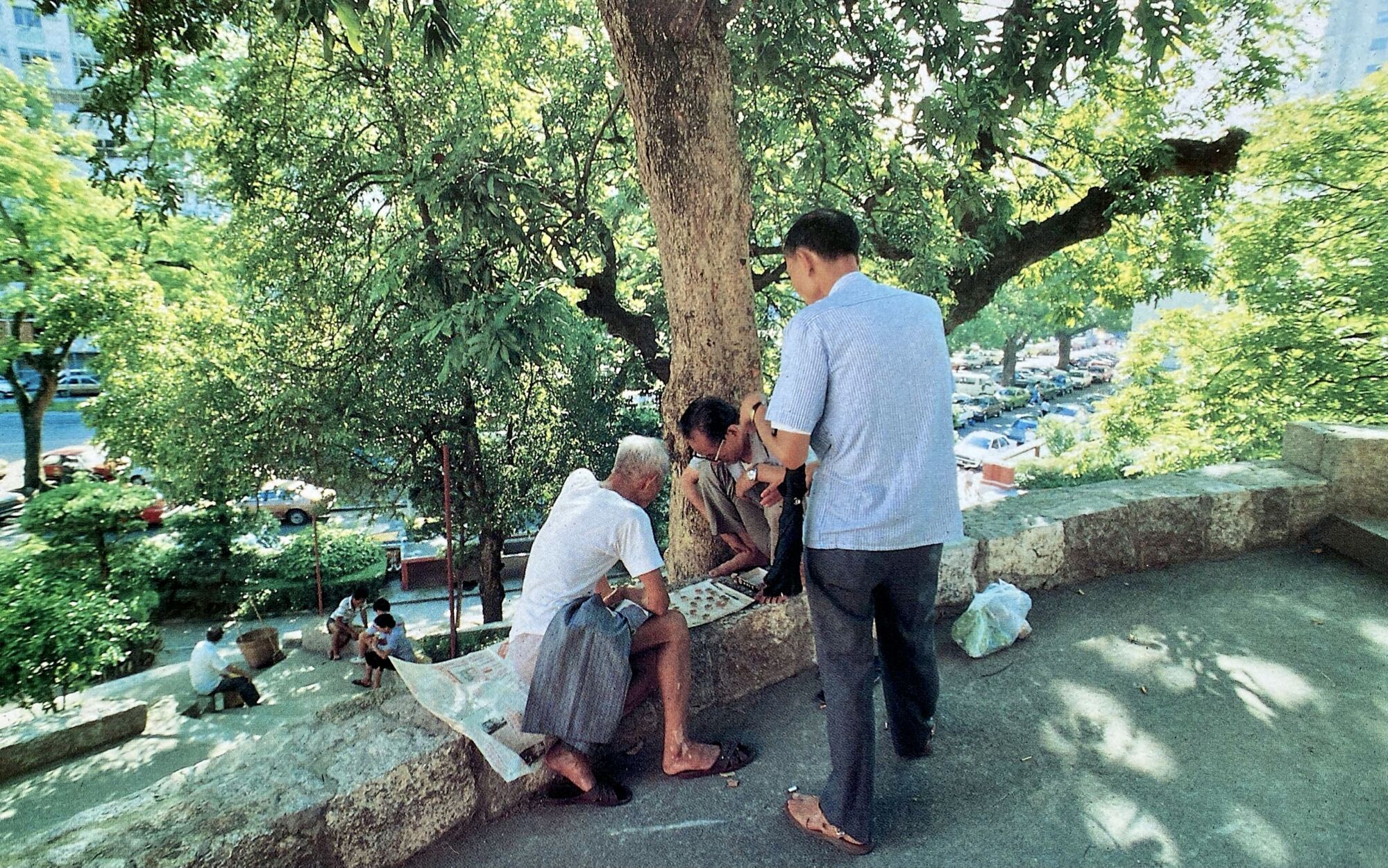 Men Playing Mahjong in Macau Public Park Macau Postcard ICM