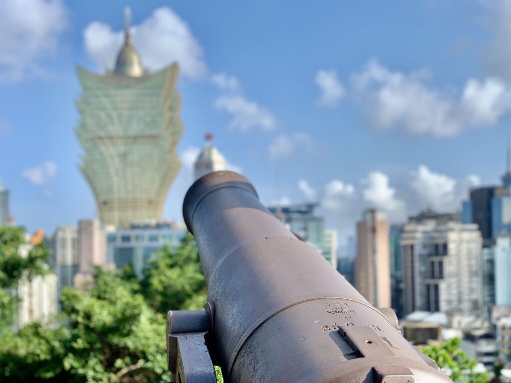 Mount Fortress Canon Pointing to Grand Lisboa Macau Lifestyle