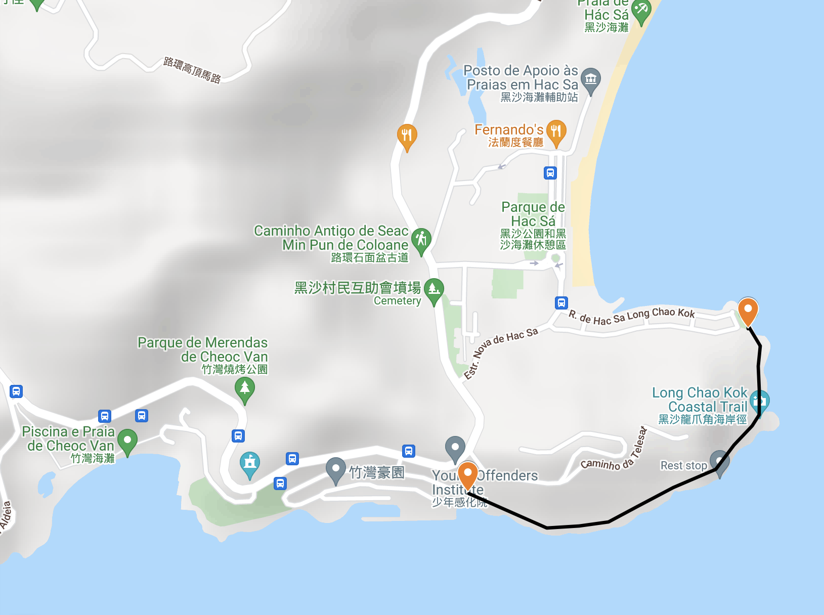 LONG CHAO KOK COASTAL TRAIL hac sa coloane running route